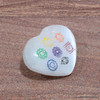 Selenite Palm worry stones engraved with colorful Reiki Signs - Heart Shape