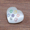 Selenite Palm worry stones engraved with colorful Reiki Signs - Heart Shape