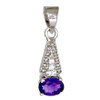 Elongated Sterling silver gemstone pendant