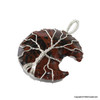 Mahogany Jasper moon wire wrap pendant - Tree of life design