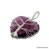 Halo Amethyst Heart shape wire wrap pendant - Tree of life design