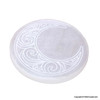 Selenite Round Slab engraved with crescent moon - 3 inch