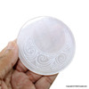 Selenite Round Slab engraved with crescent moon - 3 inch