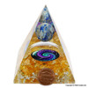 Halo Citrine & Lapis Lazuli Orgonite Cosmic Pyramid - 3 inch Halo Citrine & Lapis Lazuli Orgonite Cosmic Pyramid - 3 inch