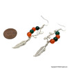 Carnelian & Green Aventurine beads-n-feathers earrings 2-inch