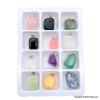 Box of 12 natural gemstone pendants