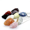 Bag of 10 assorted natural shape polished crystal pendulums