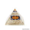 Crystal Quartz Orgonite Pyramid with Sacred Geometry sign