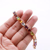 Mixed Gem Stones Tennis Bracelet - 14K Rose Gold over Sterling Silver