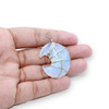 Halo Opal single wire-wrap moon pendant