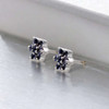 Iolite flower sterling silver earring studs