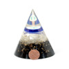 Black Tourmaline & Selenite Orgonite conical pyramid with evil eye Black Tourmaline & Selenite Orgonite conical pyramid with evil eye
