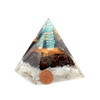 Garnet & Selenite orgonite pyramid with crystal quartz point