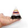 Black Tourmaline & selenite orgonite pyramid with evil eye Black Tourmaline & selenite orgonite pyramid with evil eye
