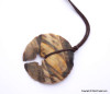Cross-circle Leather wrap Agate Stone pendant