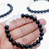 Selenite & Black Tourmaline 8 mm Beads Bracelet – Wholesale Crystal Jewelry