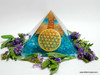 Blue Orgonite Pyramid with Crystal Point & Copper Coil
