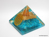 Blue Orgonite Pyramid with Crystal Point & Copper Coil