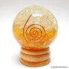 Halo Citrine & Quartz Crystal Orgonite Sphere EMF Protection Healing - 60 mm