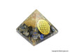 Lapis Lazuli, Crystal Quartz and Black Tourmaline Orgonite Pyramid with Flower of Life