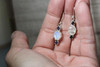 3 Stone Dangle Silver Earrings