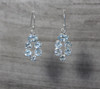 Large Cluster Dangle Earrings Sterling Silver 4 Prong
