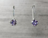 6 Prong Gemstone Dangle Earrings Silver Earwire