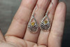 Drop Shaped Mesh Dangle Earrings Lightweight Silver Gemstone