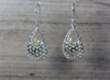 Drop Shaped Mesh Dangle Earrings Lightweight Silver Gemstone