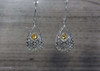 Drop Shaped Mesh Dangle Earrings Lightweight Silver Gemstone