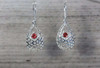 Drop Shaped Mesh Dangle Earrings Lightweight Silver Gemstone