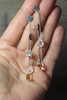 Long Dangle Multiple Gemstone Earrings with Chain Silver Drop