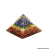 Natural Crystal Filled Chakra Orgonite Pyramid with Copper Coil