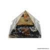 Black Tourmaline, Selenite and Crystal Point Orgonite Pyramid - Big Size