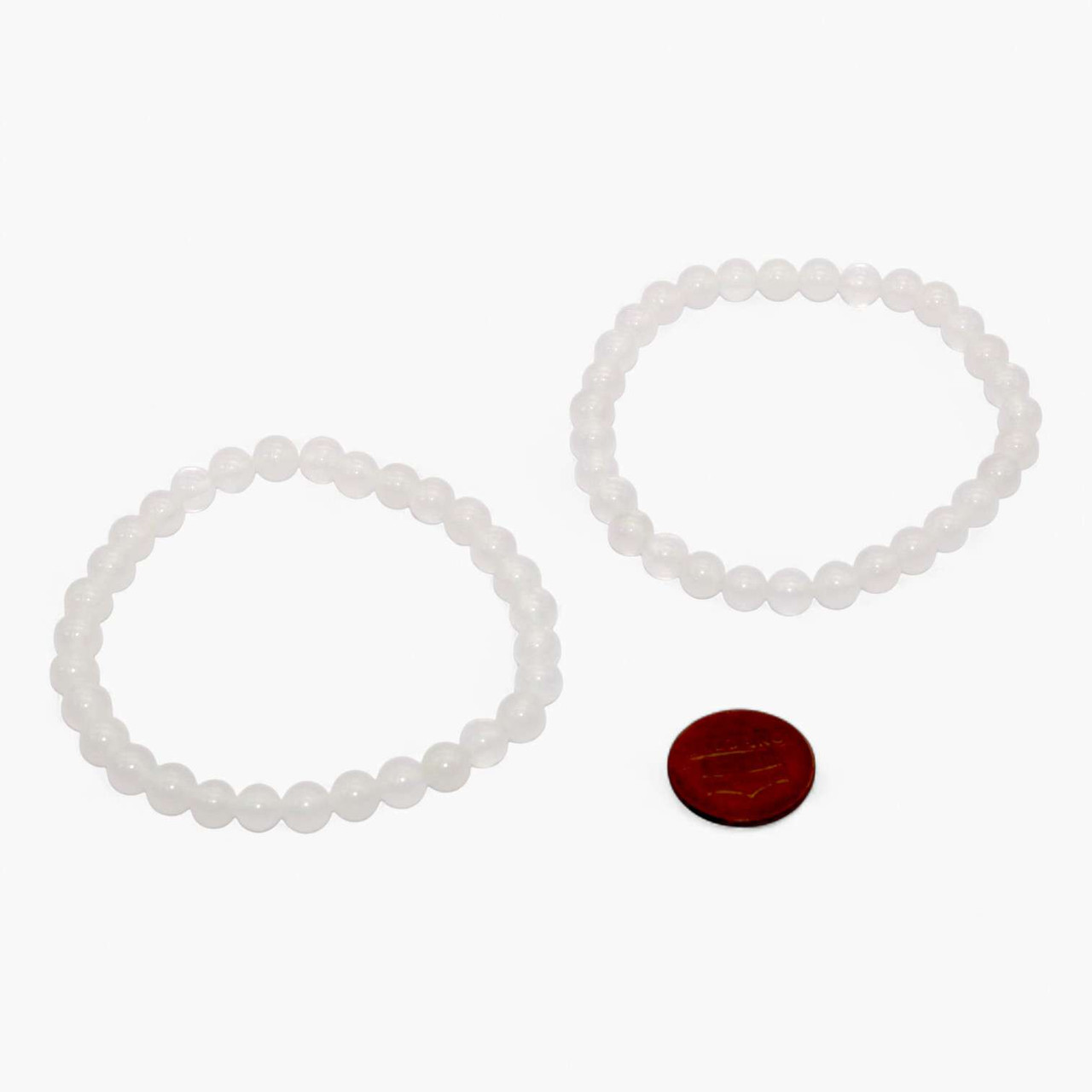 White Jade Bracelet Wholesale - 6 mm Energy Beads