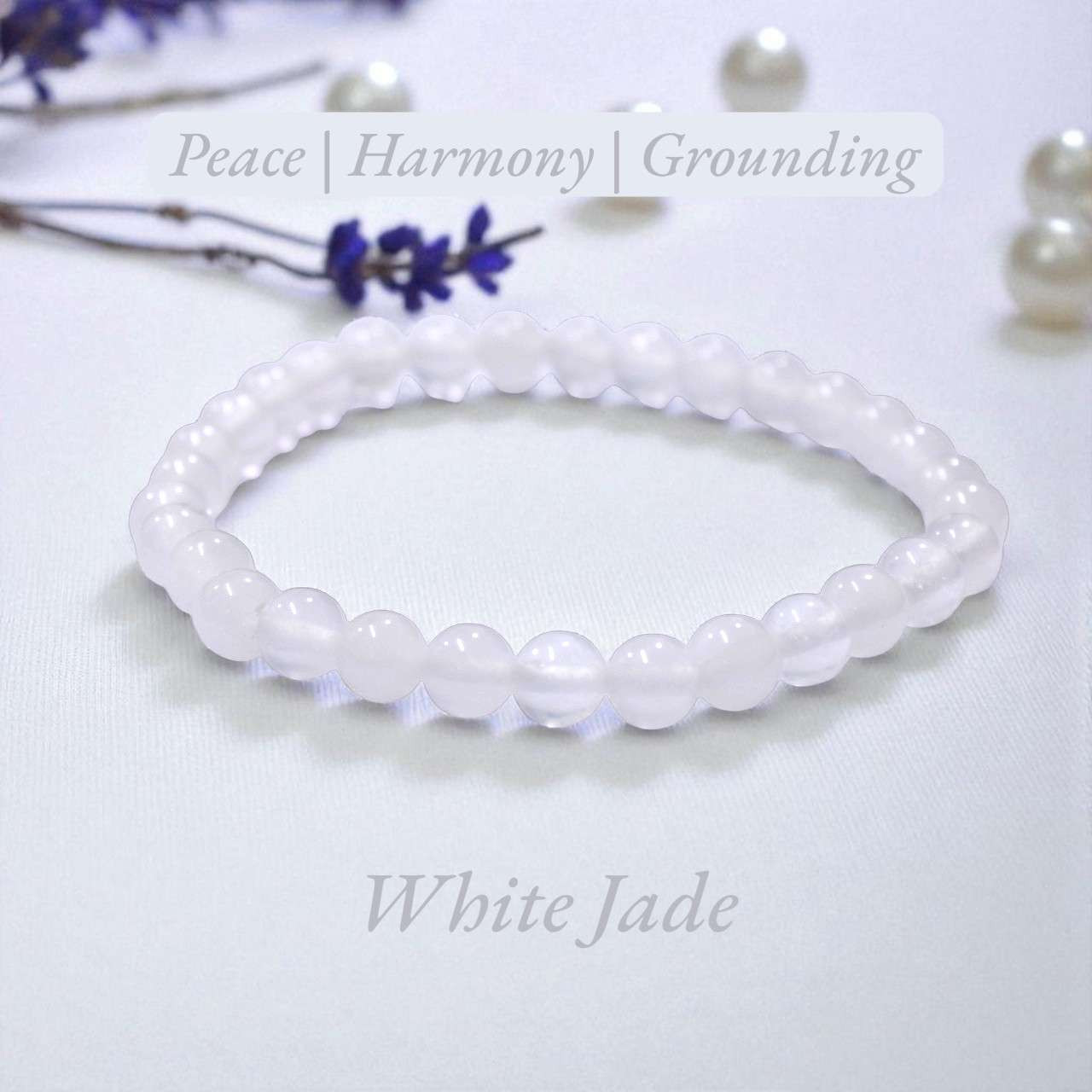 White Jade Bracelet Wholesale - 6 mm Energy Beads