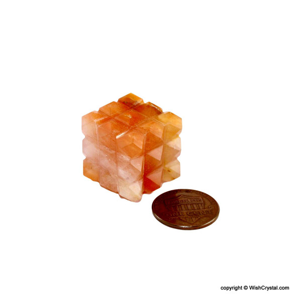 Red Aventurine Pyramid Cube Aura Energy Generator with 54 Points