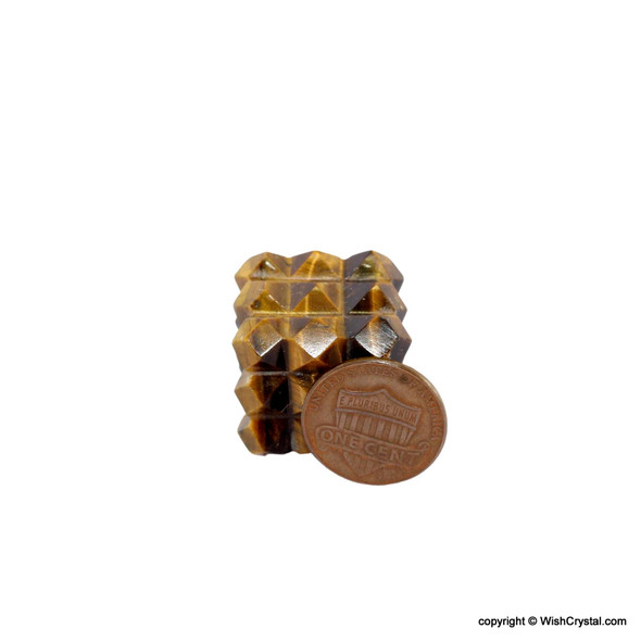 Tiger Eye Pyramid Cube Aura Energy Generator with 54 Points