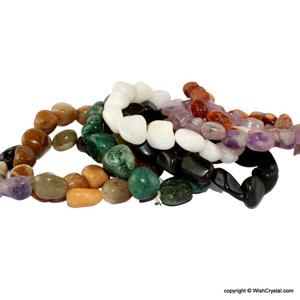 Natural Crystal Petite tumble bracelets - Stretchable