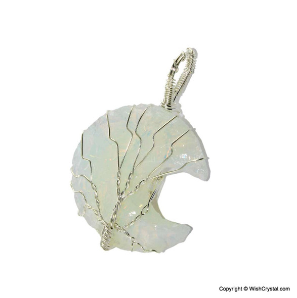 Halo Opal Moon wire wrap pendant Halo Opal Moon wire wrap pendant