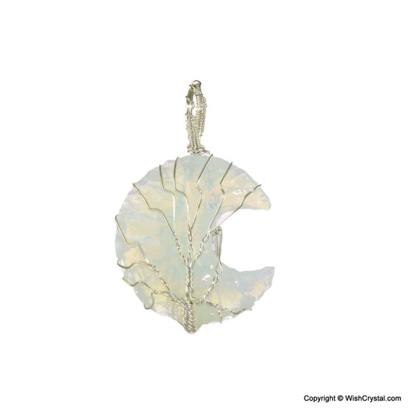 Halo Opal Moon wire wrap pendant Halo Opal Moon wire wrap pendant