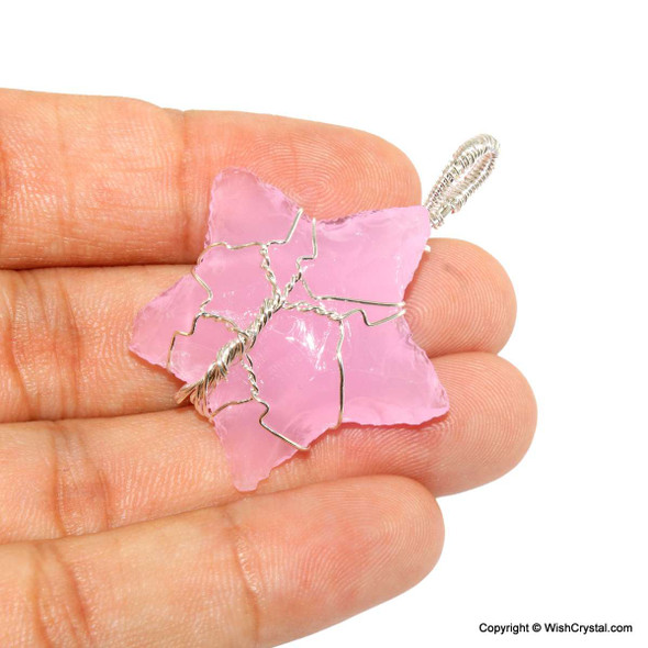Halo Rose Quartz Star Wire wrap pendant Halo Rose Quartz Star Wire wrap pendant