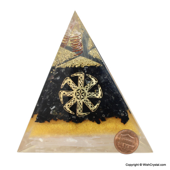 Circle of Life Black Tourmaline Orgonite Pyramid - 60 mm