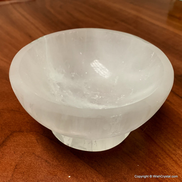 Natural Selenite Round Shape Bowl with base