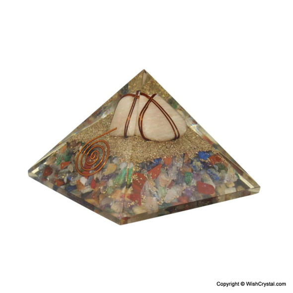 Yellow Aventurine tumble wire wrap Orgonite Pyramid with chakra Stones