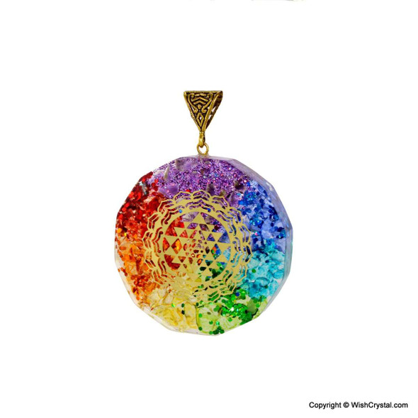 Chakra Stones Orgonite Aura Pendant