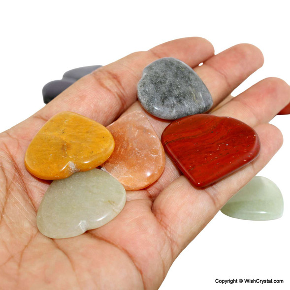 Bag of 20 assorted crystal hearts worry stones Bag of 20 assorted crystal hearts worry stones