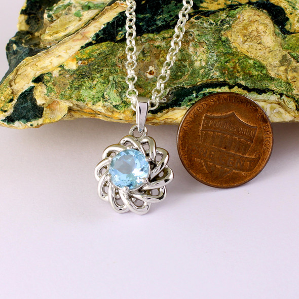 Spiral Sun Gemstone sterling silver pendant