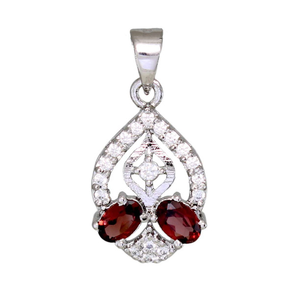 Dual gemstone shimmering sterling silver pendant