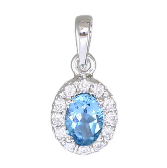 Sterling Silver Oval Cut Gemstone 8 X 6 Pave setting pendant Sterling Silver Oval Cut Gemstone 8 X 6 Pave setting pendant